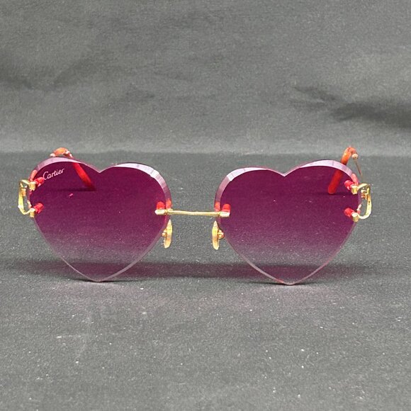 Cartier Big C Gold Wires Rimless Pink Heart Shaped Lenses Glasses Sunglasses main image 13